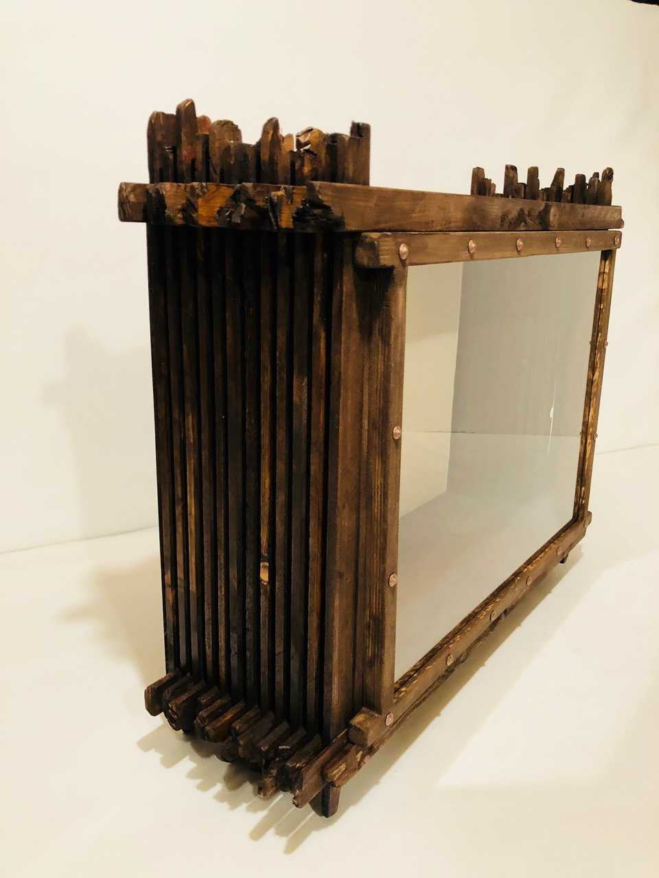 4-Sided Glass Display Case with Hidden Drawer