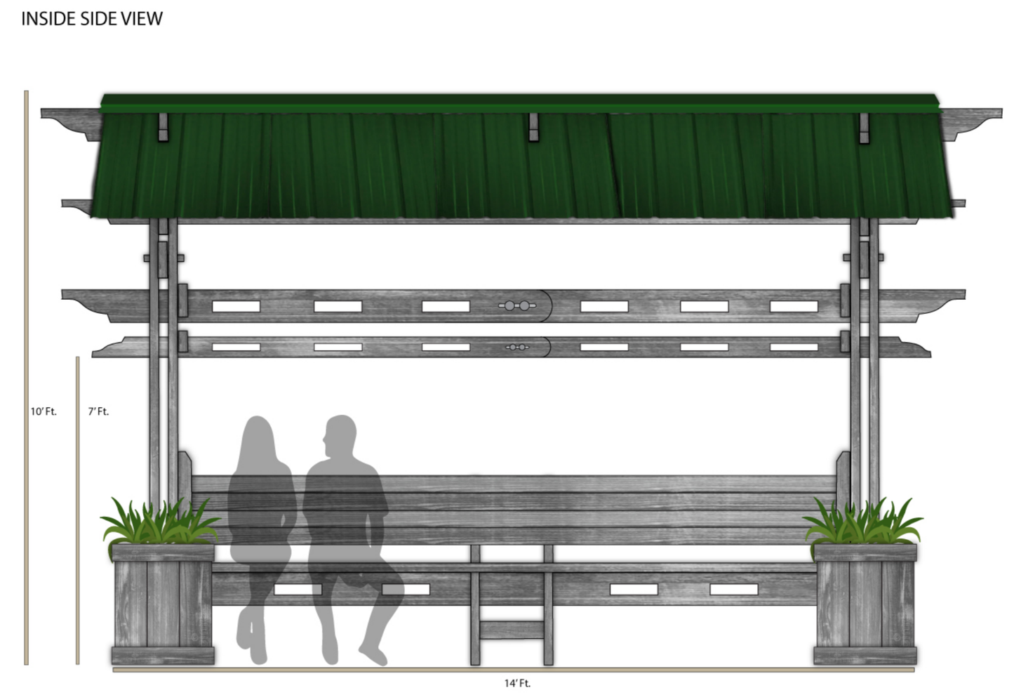 Gazebo with Planters and Privacy Wall