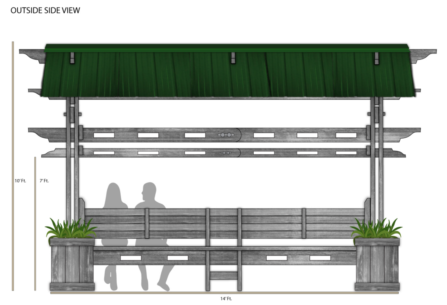Gazebo with Planters and Privacy Wall