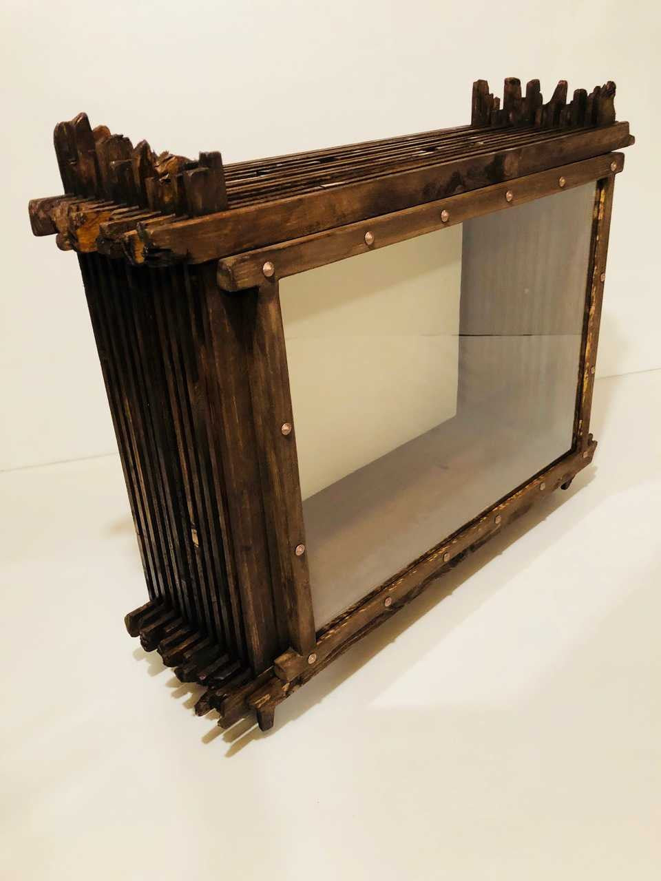 4-Sided Glass Display Case with Hidden Drawer