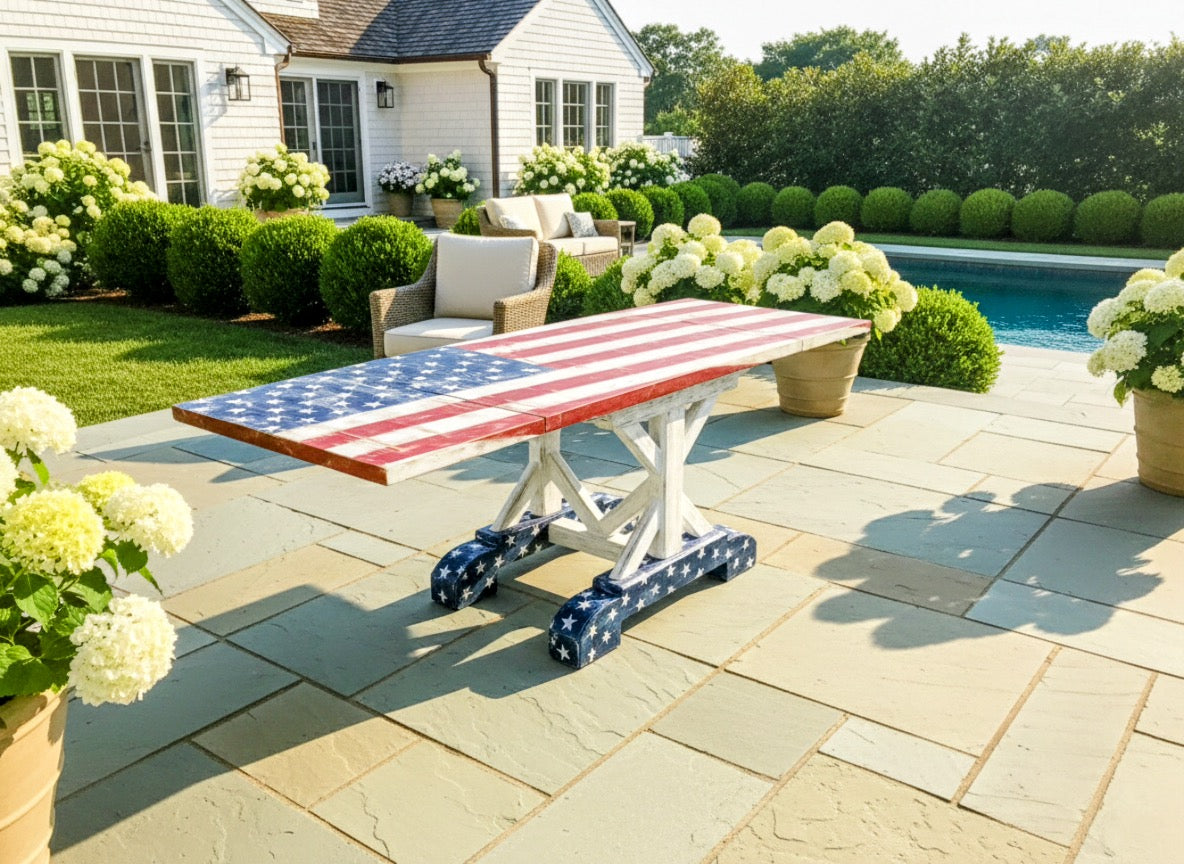TFM American Flag Drop‑Leaf Table