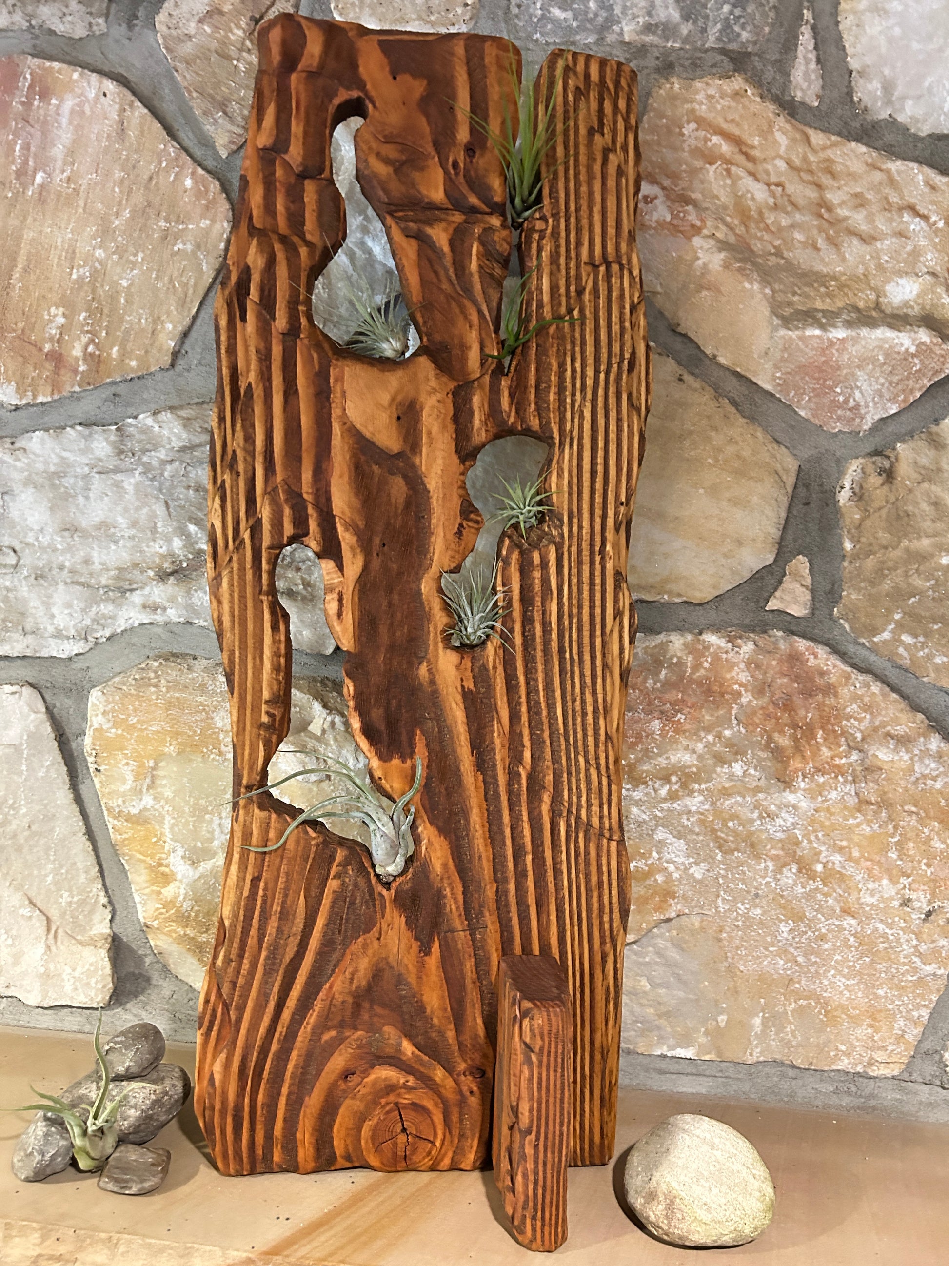 Large Wood Sculpture with Airplants