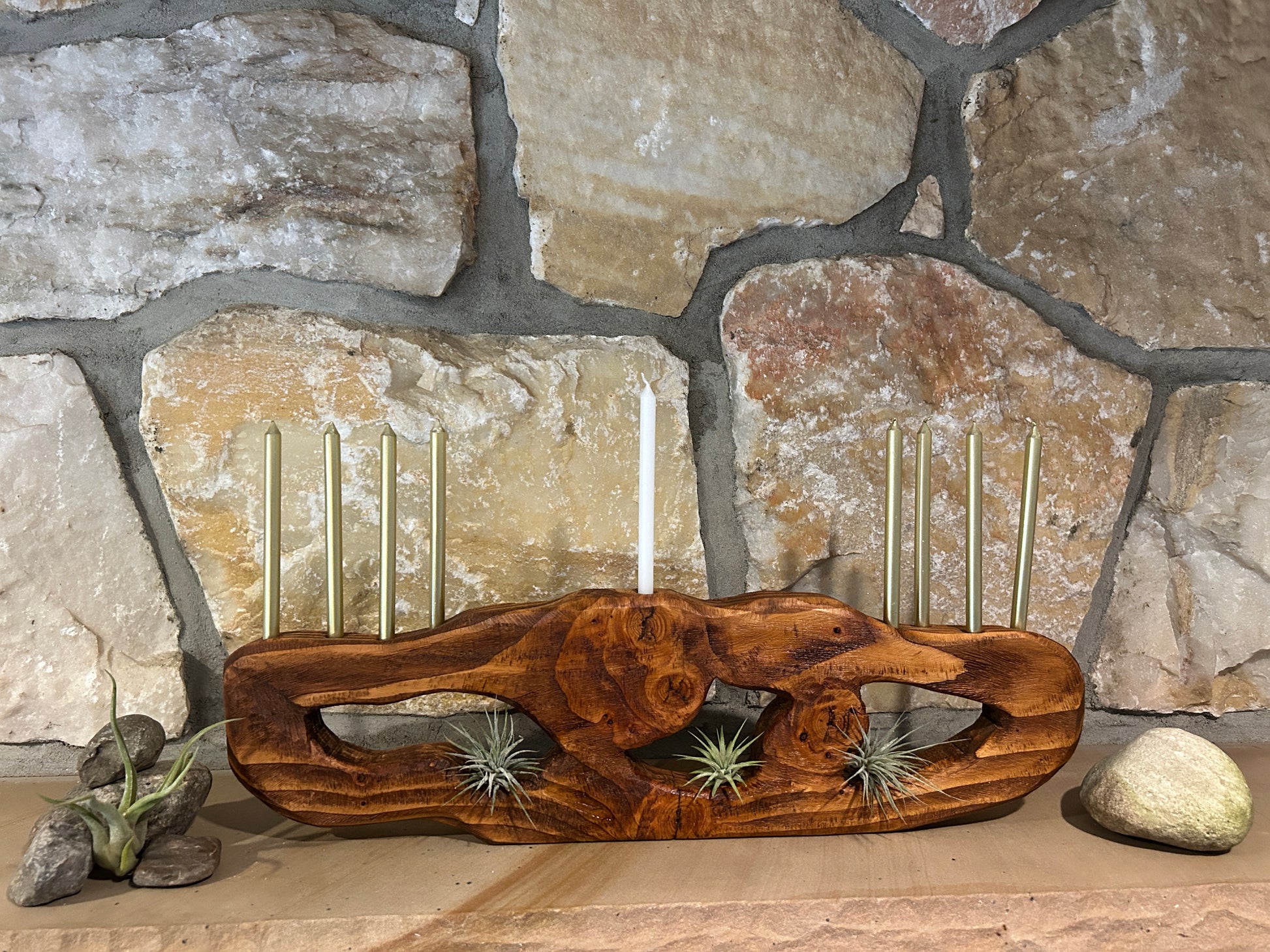 Wooden Sculpture Menorah