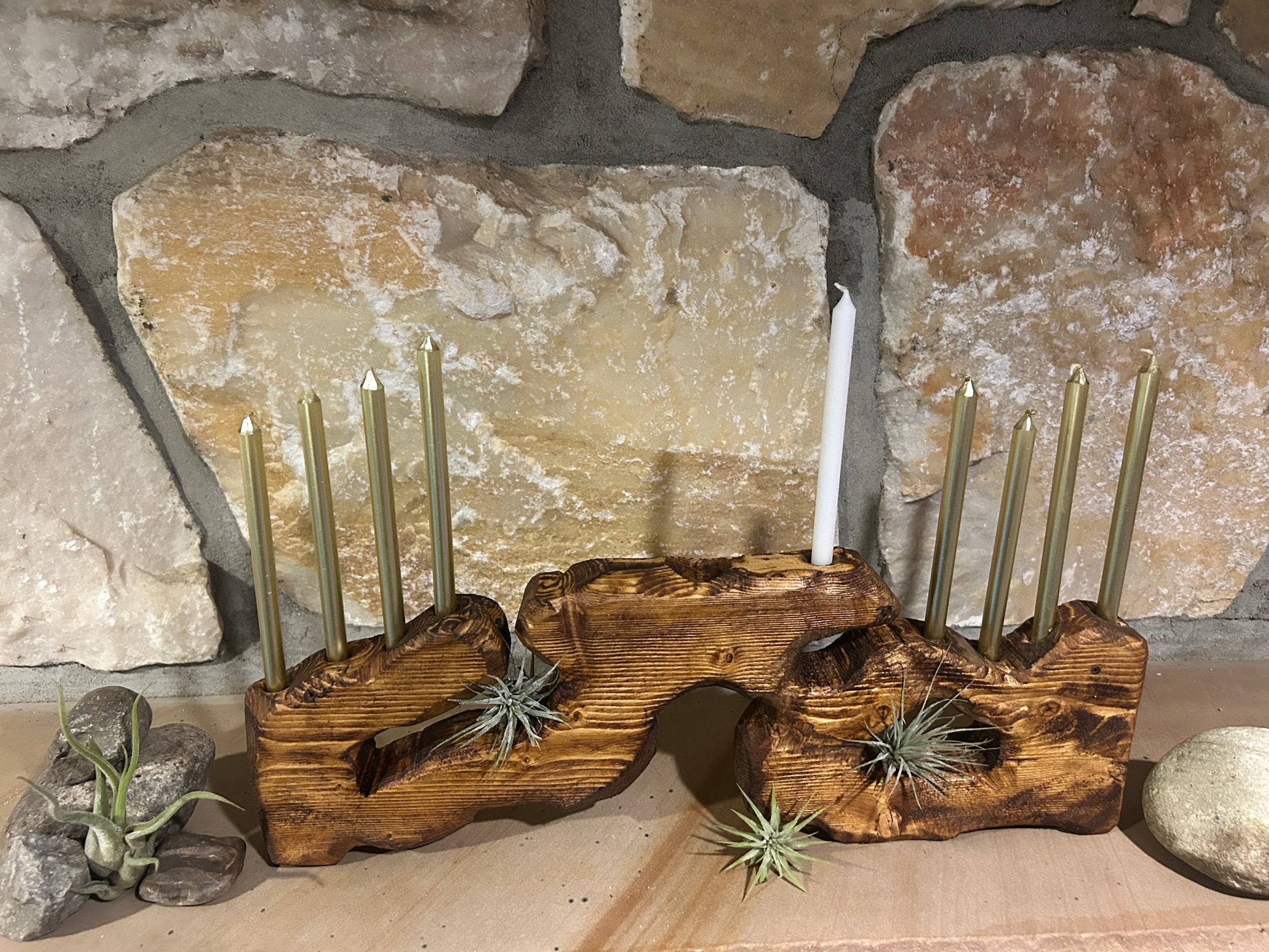 Solid Wood Menorah