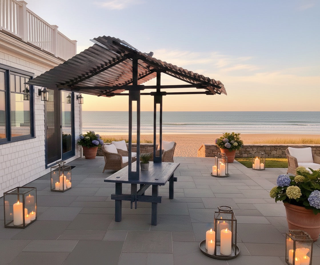 TFM Contemporary Patio Table with Galvanized Steel Canopy