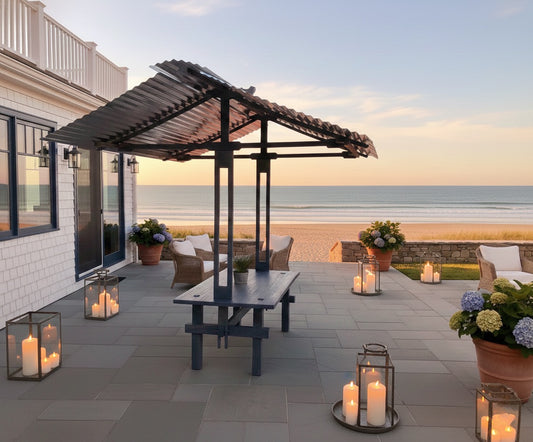 TFM Contemporary Patio Table with Galvanized Steel Canopy