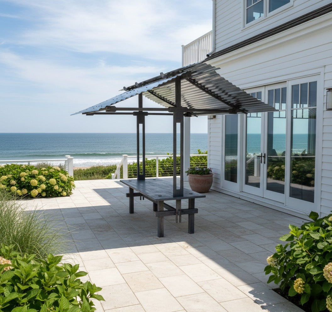 TFM Contemporary Patio Table with Galvanized Steel Canopy