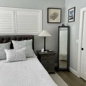 Slender Floor Mirror with Sculpted Easel Stand