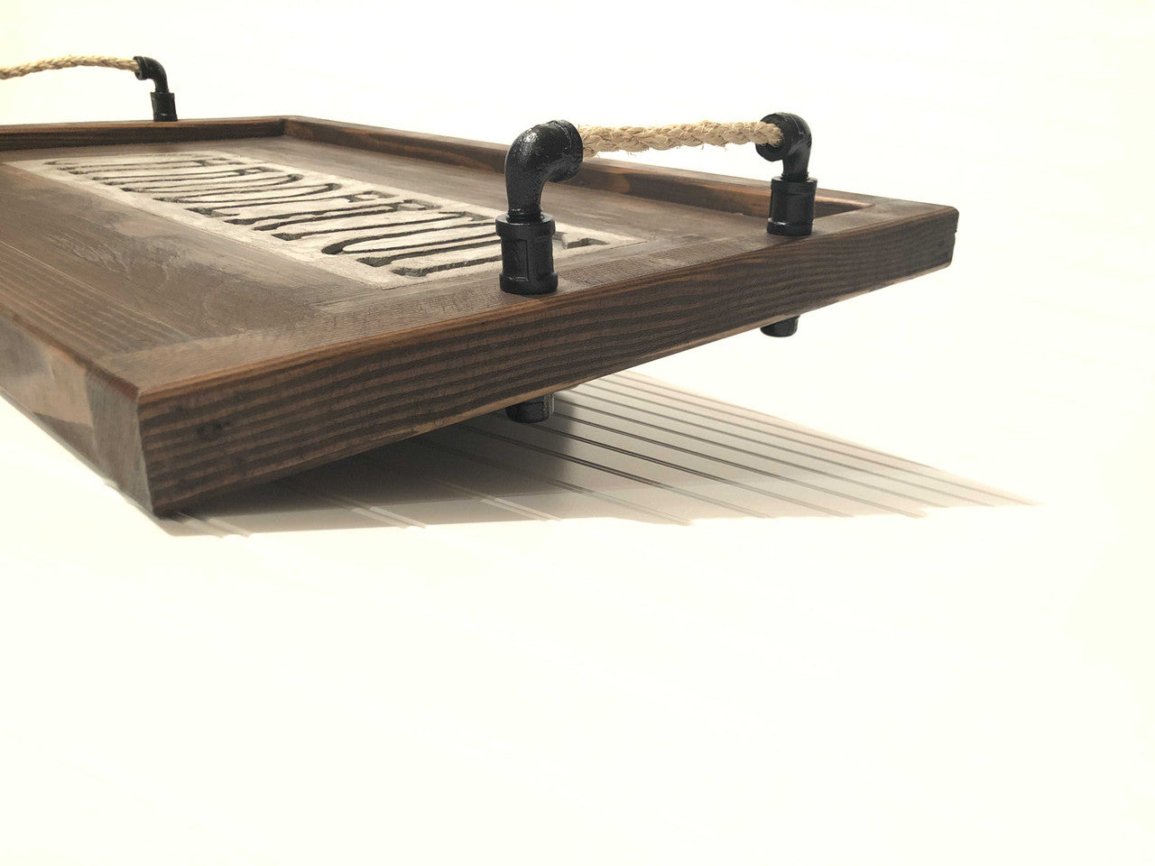 Solid Wood Serving Tray with Personalized  Concrete Inlay