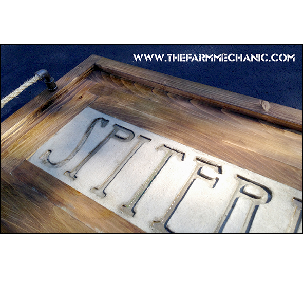 Solid Wood Serving Tray with Personalized  Concrete Inlay
